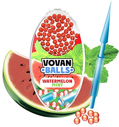 Vovan Balls - Premium Aroma Kapsel Kugeln 100 Stück pro Packung Set | großartiger Geschmack DIY | In praktischer box zur Aufbewahrung | Click System Hülse (Watermelon Mint)