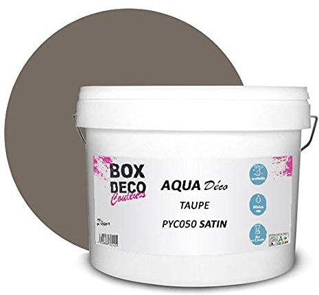 BOX DECO COULEURS Peinture murale acrylique aspect satin Aqua Déco - 10L, Marron Taupe