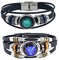 2Pcs Multilayer Constellation Zodiac Leather Bracelet Handmade Woven Zodiac Sign Wrap Bracelet Wristband for Women Men Jewelry Birthday Gift, 01 Style: 21cm(8.26'), 02 Style: 21.7cm(8.5'), Alloy, no