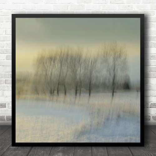 Fingerprint Designs Creative Paint Work Snowy Morning Bare Trees Blur Square Wall Art Print