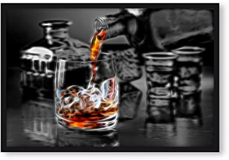 Pixxprint Whiskey im Whiskeyglas, Poster im Bilderrahmen, Format: 55x40cm, Kunstdruck gerahmt