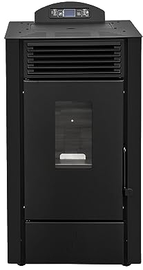 STUFE A PELLET ITALIA California 8 KW | Poêle à Granulés à Air Ventilé Efficacité 91% Chauffe 70m² Autonomie 20H Programmable 5 Vitesses et Puissances Design Compact Garantie 24 Mois Noir