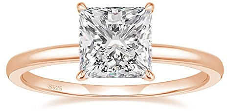 EAMTI 2 Karat 925 Sterling Silber Verlobungsringe Prinzessschliff Cubic Zirkonia Ehering Versprechen Ringe für Sie Atemberaubende Eheringe für Frauen Größe 3-13, Metall, Zirkonia