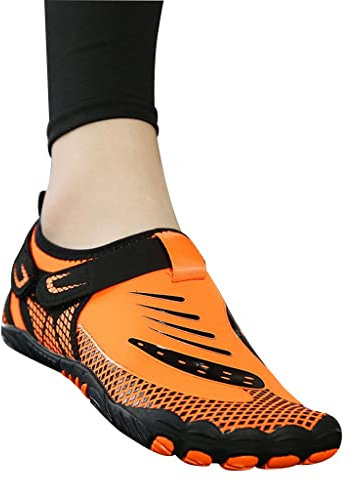 JUEMISSA Chaussures de Fitness d'intérieur Chaussures de Corde à Sauter pour Hommes et Femmes Chaussures de Tapis de Course Absorbant Les Chocs Chaussures de Fitness (Color : Orange, S : 41 EU)