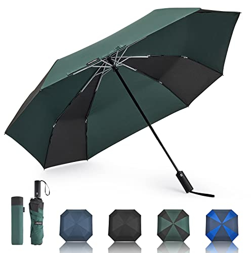 G4Free 54 Zoll Großer Taschenschirm & Golfschirm, Automatischer Quadratischer 3-faltbarer Windfester Regenschirm Kompakter Reise-Regenschirm
