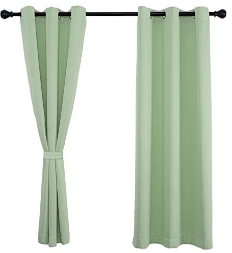 Sichtschutz Thermo Gardinen 260x160cm(H x B), Gardinen Blickdicht Vorhänge, Qualitätsgewähltes Material für Schlafzimmer Gesund Wohnen 1Stück-grün
