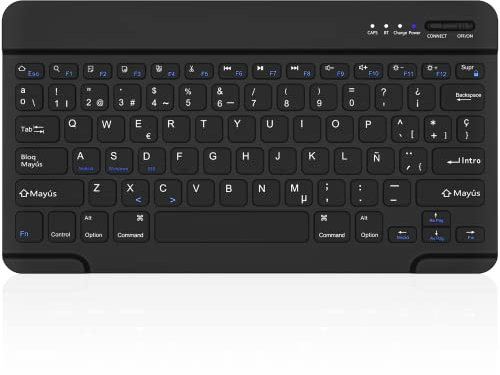 HZD Teclado Bluetooth Español,Light Teclado Inalámbrico Portátil para iPhone de iOS,iPad,Samsung,Lenovo,Huawei,Android,Windows,Compatible con Todos los Dispositivos con Bluetooth