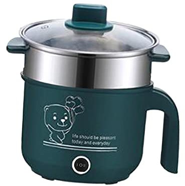 F Fityle Mini Hot Pot Ramen Cooker Padella elettrica Portatile Multiuso Antiaderente per dormitorio dell'home Office, con piroscafo Verde