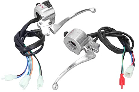Scooter 50cc Gauche CommutateurPoignée de Moto, 2pcs 22mm Moto Frein à Tambour Commutateur de Guidon Gauche Droite Alliage D'aluminium Argent Remplacement pour JH70 JH90
