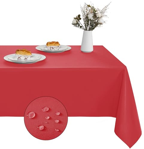 XWZO Tischdecke Abwaschbar, Tischdecke Rot, Fleckschutz Abwischbare Tischwäsche, Outdoor Tischdecken für Küche Party, 132 x 178 cm, 1 Stück