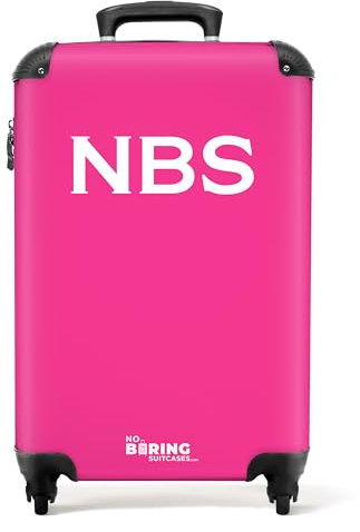 NoBoringSuitcases.com® Koffer personalisiert, Handgepäck Koffer - 55x40x20cm Handgepäck Trolley, Koffer Klein - Handgepäckkoffer - Rosa mit weißen Beschriftung - Leicht - Koffer mit Namen Initialen