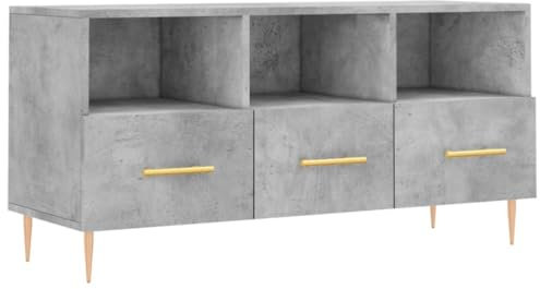 vidaXL TV Cabinet in Concrete Grey - Engineered Wood & Iron Construction with Ample Storage & Decorative Top - Perfect for Living Room or Bedroom