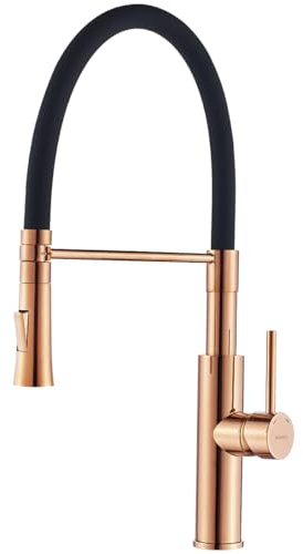KOLMAN Wasserhahn Küche Spültischarmatur Silber-Schwarz SHIRE Küchenmischer Höhe (Schwarz-Roségold)