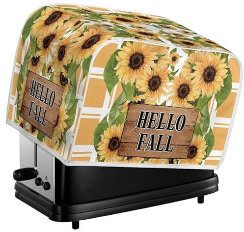 Kuiaobaty Fall Sunflowers Toaster Machine Cover, Yellow Flowers Small Appliance Covers Universal Fit Dustproof Cover for 2 Slice Toaster