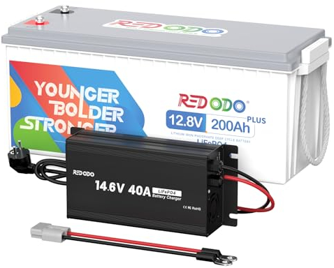 Batterie avec LiFePO4 (12V 200Ah Plus+14.6V 40A Chargeur)