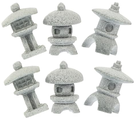 Sosoport 6 Pièces Décoration De Jardin Zen Décoration De Bonsaï Féerique Statue du Pavillon Statue De La Pagode Chinoise Modèle De Pagode De Petite Pagode Japon Grès Ne S'estompe Pas