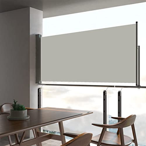 Gecheer Auvent latéral rétractable de patio 60x300 cm Crème, Paravent Extérieur Store latéral, Protection de l'intimité et Vent, Abri Solaire Extensible Brise Vue pour Jardin Balcon Terrasse