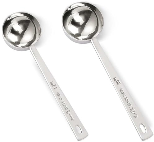 TRHDFW Tablespoon Measuring Spoon 2 Pieces 1 Tablespoon Scoops with Long Handle, 15 ml Stainless Steel Coffee Measuring Spoon 15ml Measuring Tablespoon for Coffee Milk Fruit Powder