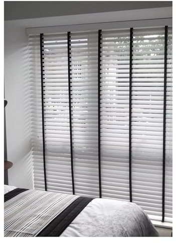 Wooden Venetian Blinds for Indoor Windows/Sliding Glass Doors/French Doors/Patio Doors, Ultra Wide 50mm Slats Horizontal Wood Blinds Darkening with Tapes for Home Kitchen Bedroom Office(Size:170x22