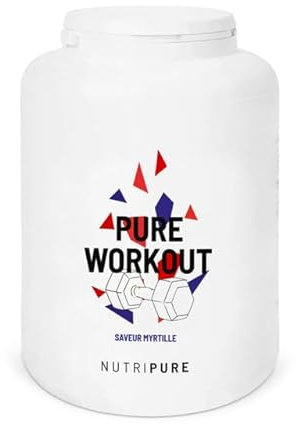 Nutripure | Pure Workout | Complément alimentaire | Pre Workout sans caféine | EAA, BCAA, Citrulline Kyowa®, Bêta-alanine CarnoSyn®, Tyrosine | Arôme naturel myrtille | 60 x 21g | Fabriqué en France