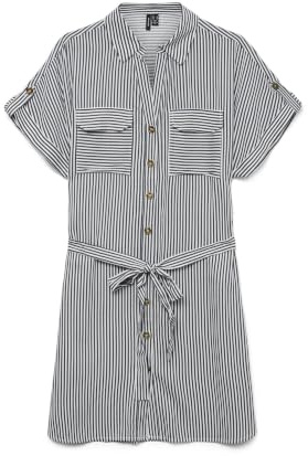 VERO MODA Damen Kurzarm Mini Kleid VMBumpy Short kurzes Hemdkleid mit Gürtel