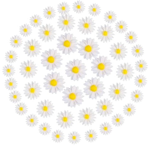 HJIAMA 120 Piezas Crisantemo Decorativas, Crisantemo Resina Blanco, Crisantemo Artificiales 5 Tamaños para Decorar Fundas Teléfonos Móviles, Marcos Fotos, Manualidades
