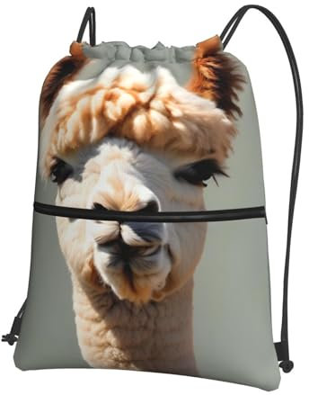 YYHWHJDE Alpaka-Avatar-Rucksack mit Kordelzug, Reißverschluss, geeignet für Freizeitaktivitäten im Freien, 15,3 x 45,7 cm (L x H), Schwarz , One size