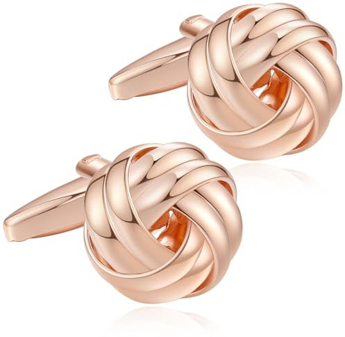HONEY BEAR Herren Manschettenknöpfe Hochzeit Lieben Knoten Cufflinks (Shinny Roségold)