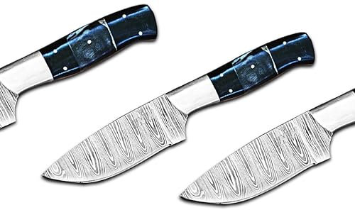 NovaHaven Jagd-Skinner-Messer – 10 Zoll Damaststahl-Klinge mit Griff aus schwarzem Micarta und Widderhorn, Premium Outdoor- und Jagdmesser