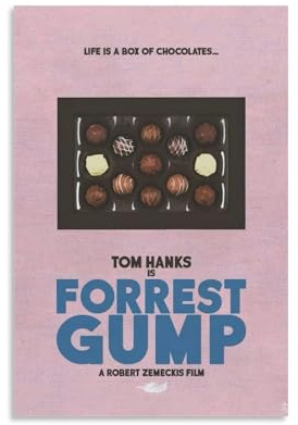 RISUANHENM Forrest Gump Poster, Raumdekoration, künstlerisches Poster für Zimmer, ästhetische Leinwand, Wandkunst, Schlafzimmer-Dekor, 30 x 45 cm, ungerahmter Stil