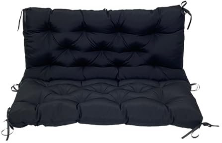 ZxrFxr Thick Garden Bench Cushion Waterproof: 2/3/4 Seater Replacement Cushions Swing Seats Patio Lounger Bench Swing Hammock with Backrest for Outdoor Furniture Garden (Black, 150CM)