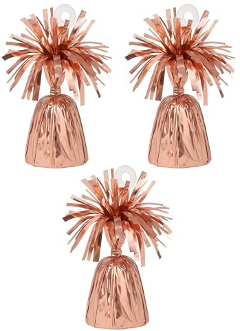 Foil Balloon Weights for Helium Balloons | Metallic Foil Balloon Holder | Birthday Parties, Events & Wedding Celebrations Decoration Accessory (Rose Gold, Pack of 3)