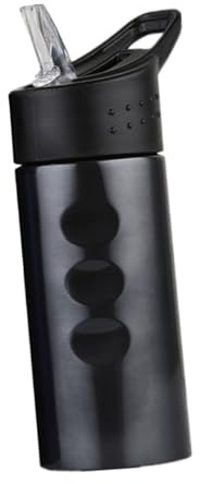 BCOATH Bouteille Eau Sport INOX Capacité Importante avec Paille Portable Étanche Anti-dérapante Noir pour Fitness Plein Air Randonnée