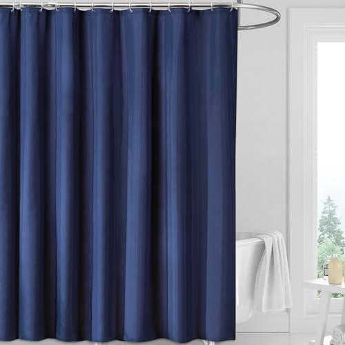 FAVORTALK Blue Shower Curtain Mould Proof Resistant 180x180cm Waterproof Bathroom Curtain with 12 Hooks Solid Navy Polyester Fabric Shower Curtains Washable 43707