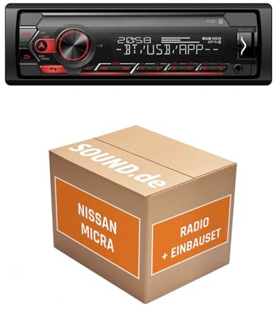 Autoradio Einbaupaket für Pioneer MVH-S320BT kompatibel mit Nissan Micra K12 | Bluetooth USB