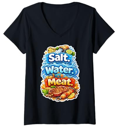 Femme Nutrition de Viande d'eau salée Carnivore Diet Advocate Follower T-Shirt avec Col en V