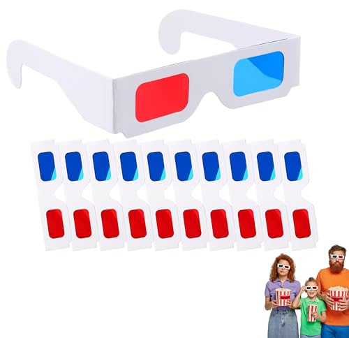 10 Paar 3D Brille, Anaglyphenbrille Mit Rot-Blau-Linsen, 3D Brille Für Fernseher, Ideal Für 3D Filme, Home Entertainment, Schulunterricht & Wissenschaftsausstellungen