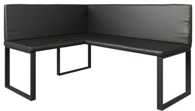 Vicco Eckbank Ravon, Schwarz, 120 x 150 cm | geeignet als Essbank für Küchen- und Essbereiche