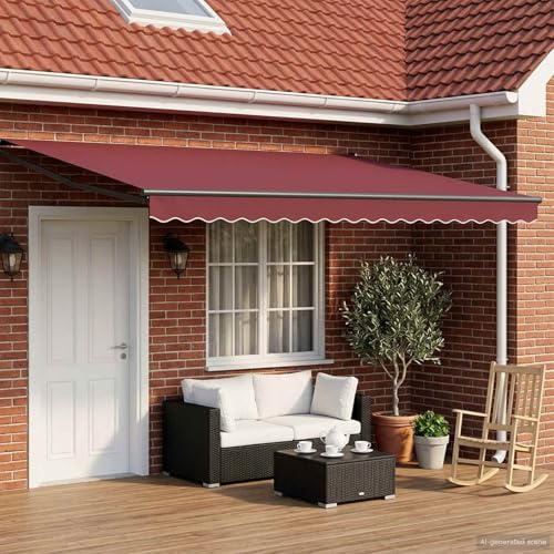 Tenda da Sole Elettrica Estensibile Borgogna, Antracite, 5x3 Metri con Pannello Solare e Telecomando, Telaio in Alluminio per Terrazzo e Piscina