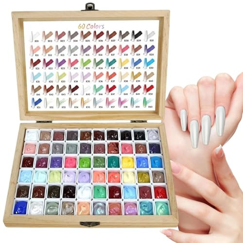 Paleta de Pintura en Gel Sólido de 60 Colores para Uñas | Kit d̄e Manicura | Crema ďe Gel para Toques en Unas Sin Capa đe Dispersión Altamente Pigmentada ṕara Arte d́e Úñas Degradado Efecto Blush