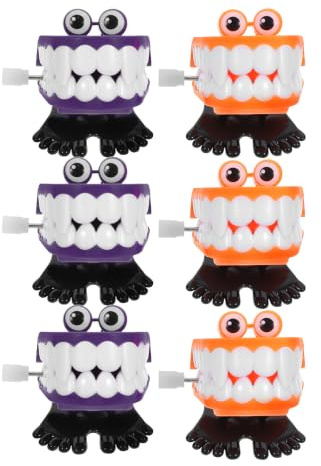 Toyvian Walking Wind Up Teeth, 6pcs Mechanical Chatter Teeth with Eyes Feet Novelty Desk Gadgets for Office Display Props
