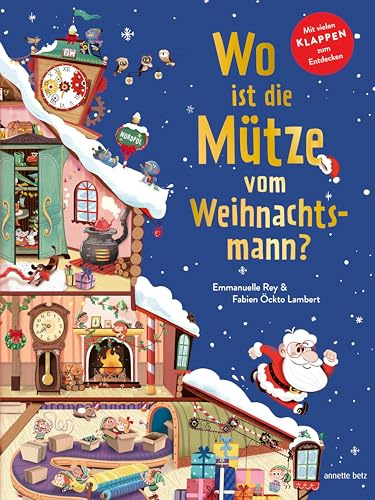 Wo ist die Mütze vom Weihnachtsmann? - Pappbilderbuch mit Klappen ab 3 Jahren. Weihnachtliches Mitmachbuch voller Überraschungen.
