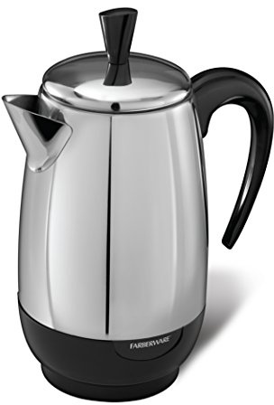 Farberware Electric Coffee Percolator, Stainless Steel Basket, Automatic Keep Warm, No-Drip Spout, 8 Cup
