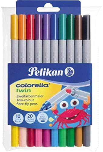 Pelikan Fasermaler Colorella Twin Etui, 10-farbig, 10 Stück | Filzstifte