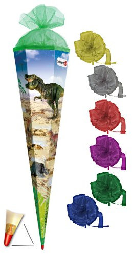 Schultüte - Schleich Dino 22 cm - incl. Schleife mit Tüllabschluß - Zuckertüte Roth Dinosaurier Dinos Urzeit Saurier T-Rex Tyrannosaurus