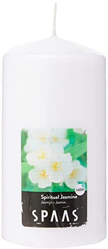 Spaas Scented Cylinder Pillar Candle 80/150 mm, ± 65 Hours, Spiritual Jasmine