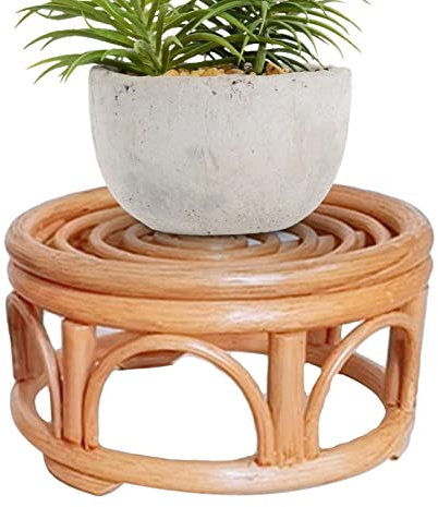 HEYCE Topfständer | Geflochtener Rattan-Hochleistungs-Topfhalter - Blumentopfhalter Dekorativer Sukkulentenständer Kleines Desktop-Blumentopfregal