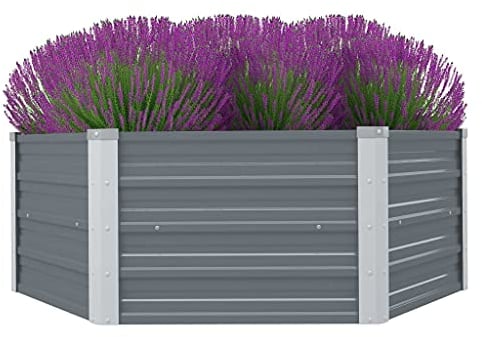 vidaXL Jardinière Acier Galvanisé Gris Jardin Terrasse Patio Bac à Fleurs