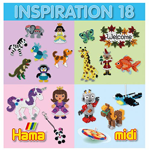 Hama Perlen 399-18 Inspiration Heft Nr. 18 Vorlagenbuch mit farbenfrohen Ideen, Motiven und Anleitungen zum Basteln mit Bügelperlen, kreativer Bastelspaß für Groß und Klein