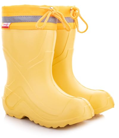 LEMIGO federleichte Eva Jungen Mädchen Gummistiefel mit Stulpe Camp (gelb, 26/27)